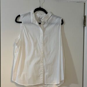 J. Crew White Sleeveless Button-Down Shirt
